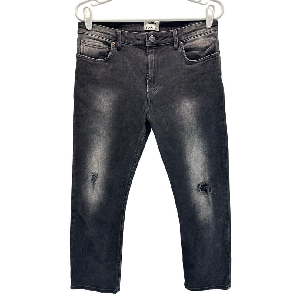 Acne Studios Pop Trash Jeans Black Wash Distressing 36/8 Straight Leg